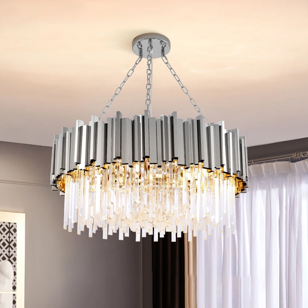 

Modern luxury round gold crystal chandelier lighting for living room dinning room zyrandol LED hanging lamp kitchen chandeliers