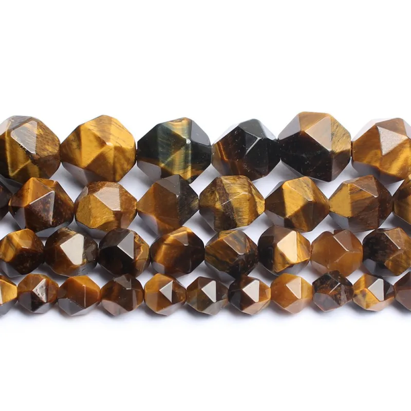 

Бусины из натурального желтого тигрового глаза с гранями, круглые бусины для изготовления ювелирных изделий, браслетов «сделай сам», нить 15...