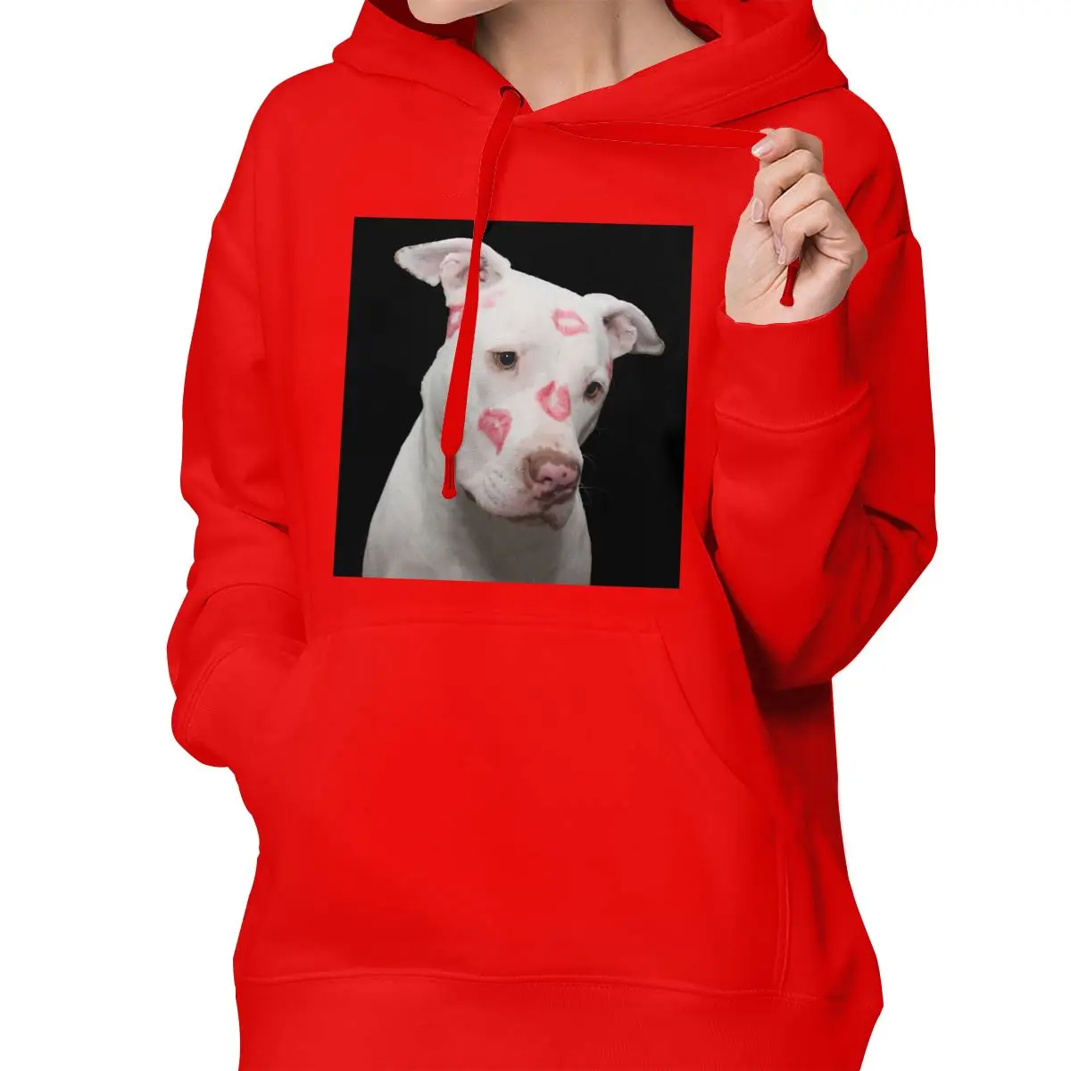 

Pit Bull Women's Hooded Bulldog Print Long Sleeve Hooded Sweatshirt Pullover