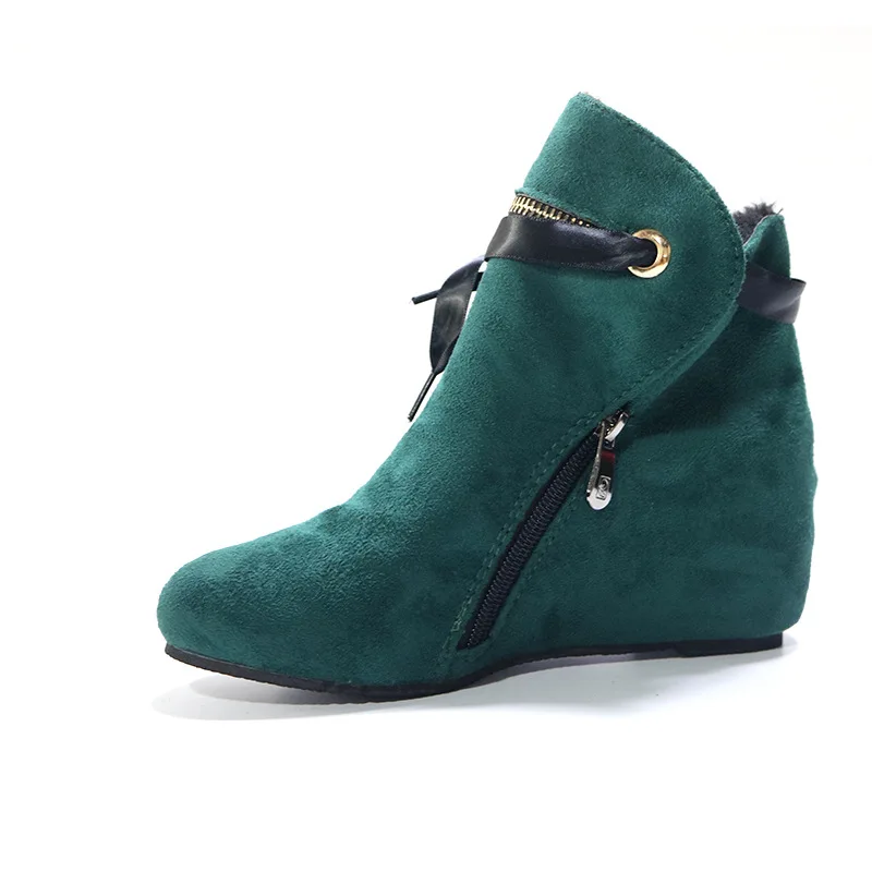 Женские ботильоны на танкетке повседневные ботинки платформе с