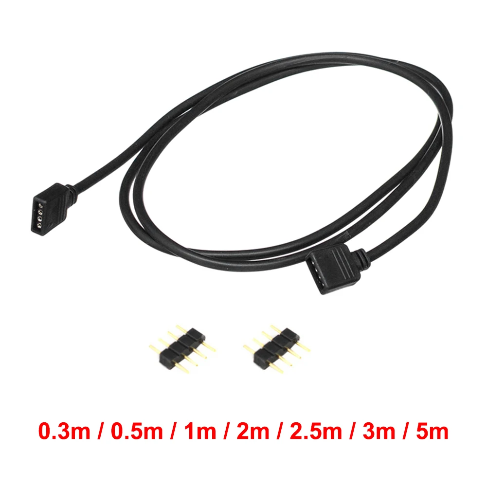 

4PIN RGB Extension Cable DC 12V White Black Male Female Extend Wire Cord For 2835 5050 RGB LED Strip