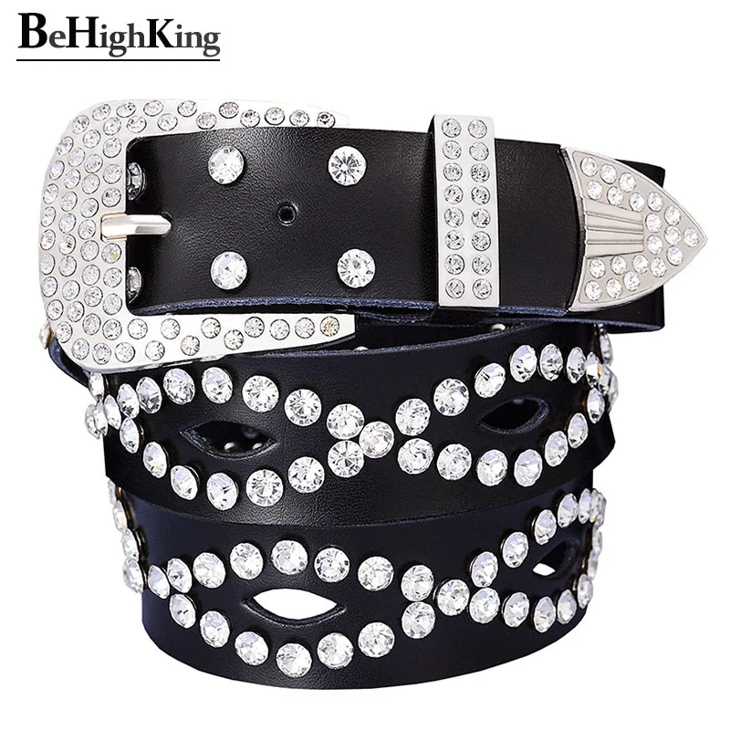 Модные классические ремни Стразы для женщин качественные полые оригинальные