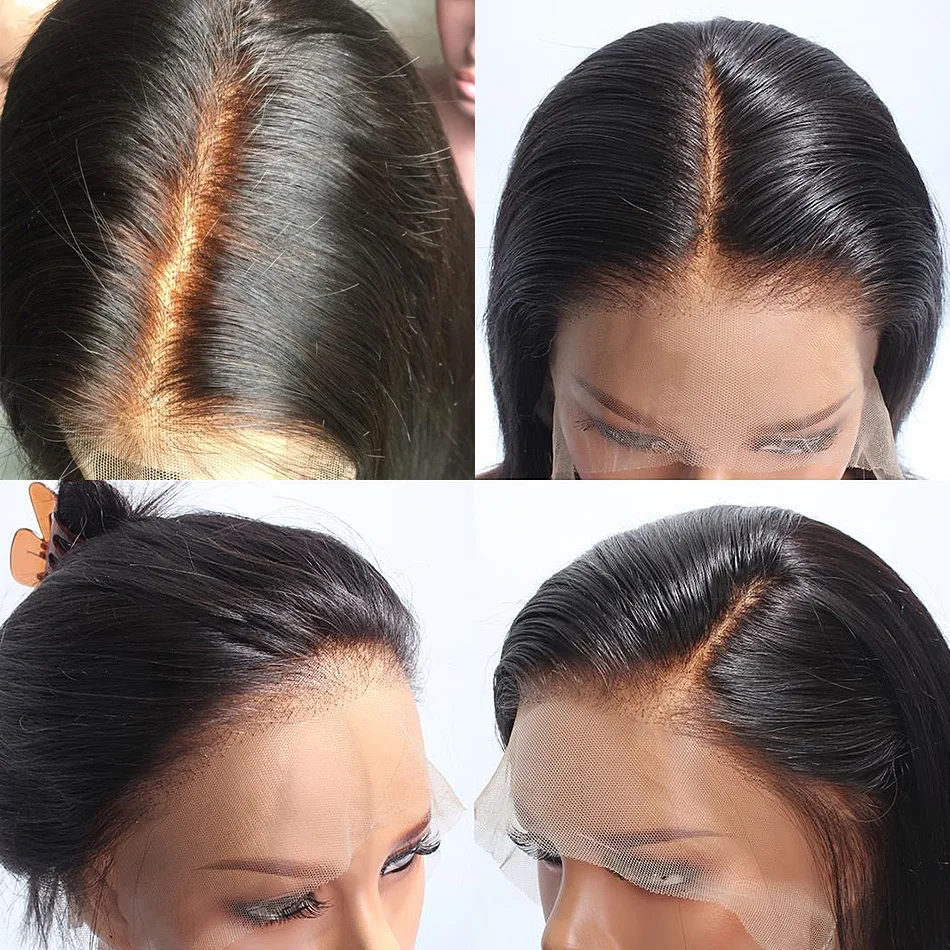 Luvin 250 Плотность 13x6 прямые 8-28 30 дюймов без клея поддельные головы кружева передние человеческие волосы парики предварительно сорванные бразильский фронтальный парик