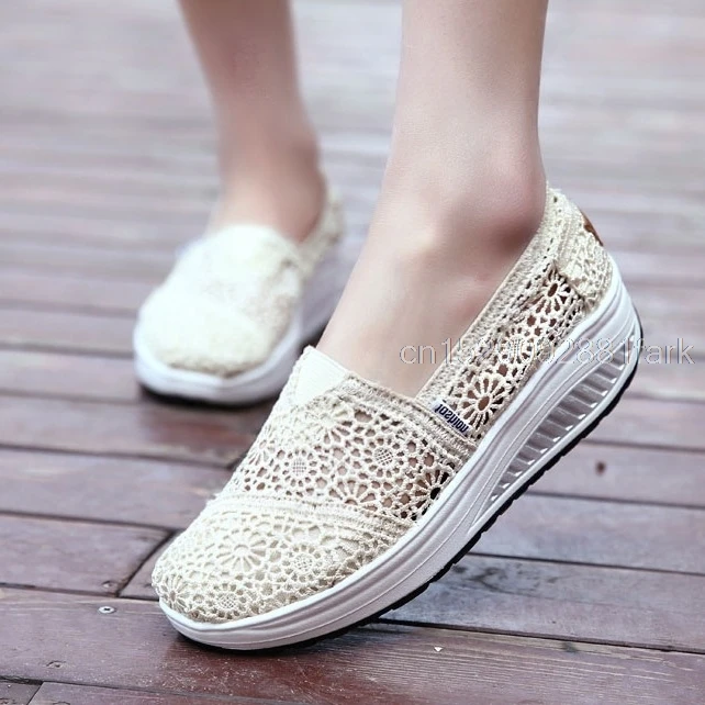 Женская Тонизирующая обувь Кружевная дышащая для танцев Повседневная на