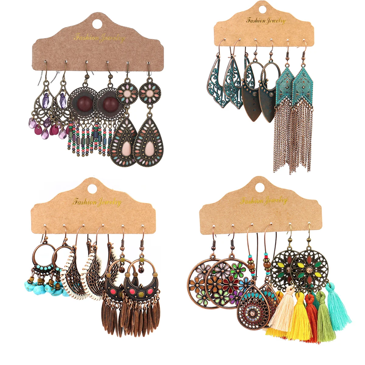 3 пары детских хлопковых утепленных колготок на серьги древней Индии в богемном