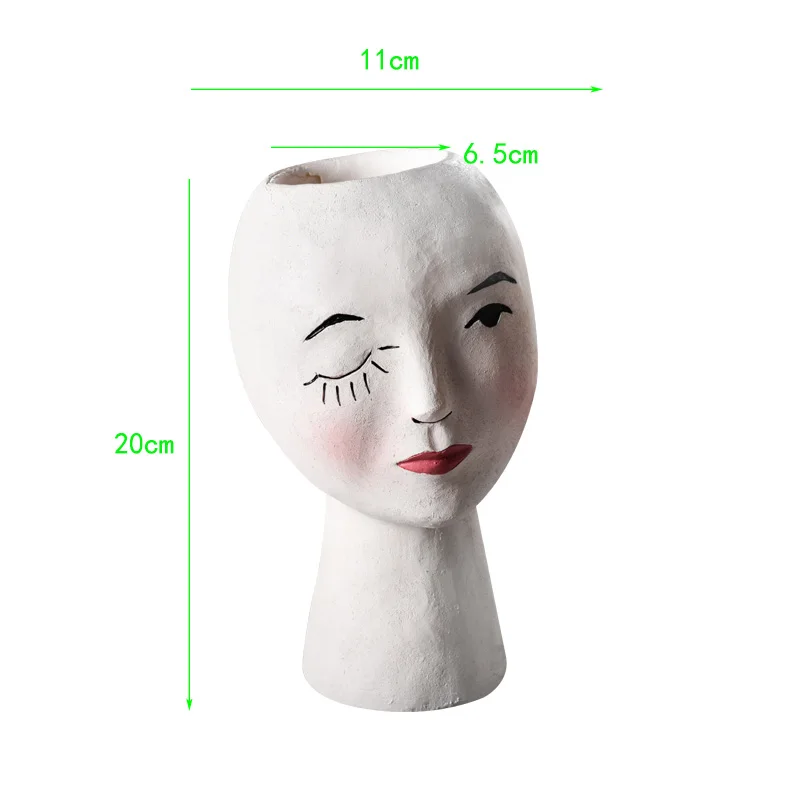 European Resin Vase Head Portrait Sculpture Flower Pot Decoration Ornaments Home Livingroom Office Desktop Furnishing Crafts Art