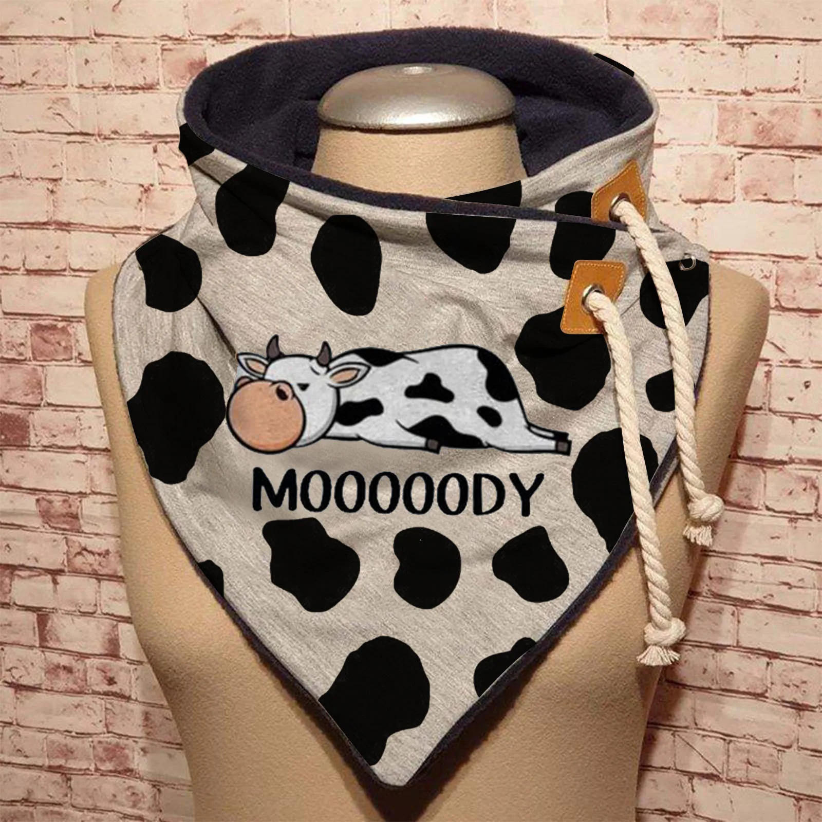 Женский зимний шарф мультфильмы ленивые коровы Милый рисунок с кошкой из мягкого