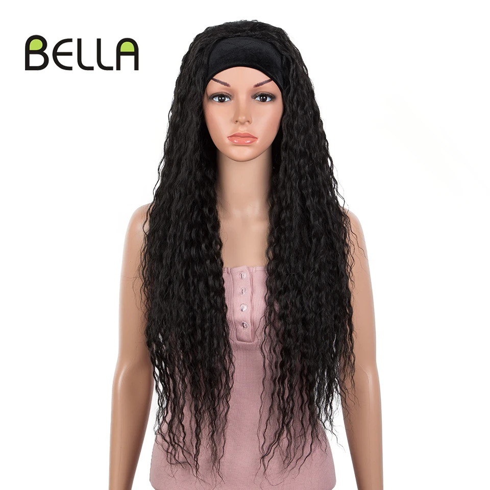 BELLA Grip-peluca con diadema para mujer, sin pegamento pelo rizado, sin costuras, para mujeres negras