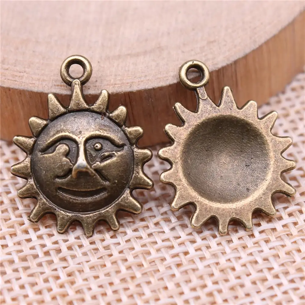 

Sun Charms For Jewelry Making Findings Handmade DIY Craft 10pcs Antique Bronze Color 18x18mm