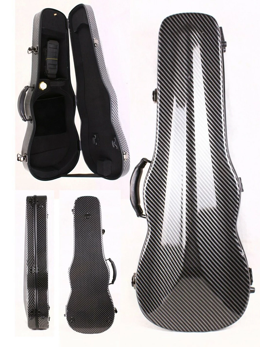 

4/4 violin Case carbon Fiber Hard Case Back Strap Black Color 1.9kg