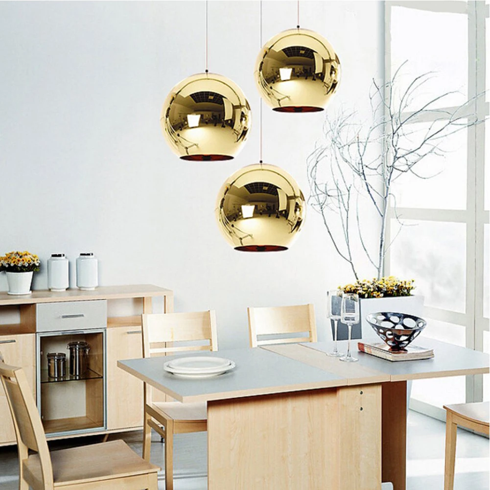 

Glass Globe Pendant Lights Copper Glass Mirror Ball Hanging Lamp Kitchen Modern Lighting Fixtures Hanging Light