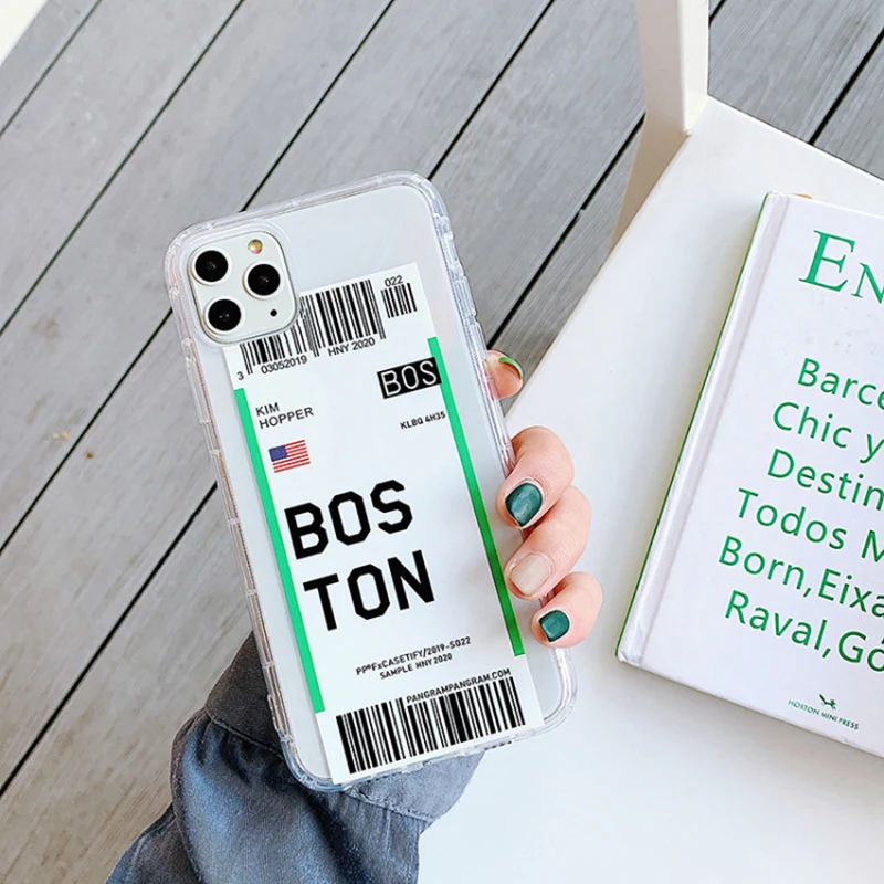 Ins Travel Label Country Phone Case For iPhone 11 Pro Max 7 8 6 6s Plus X XR XS Flight Ticket Letter Soft Silicone Back Cover | Мобильные