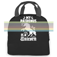 my patronus is a unicorn prints brand women men portable insulated lunch bag adult