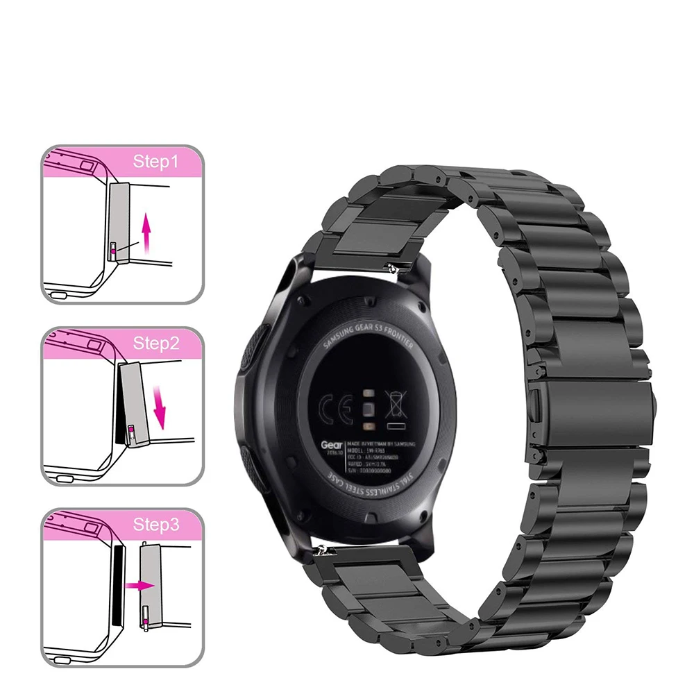 22 мм для samsung gear S3 Frontier Band Galaxy Watch 46 мм ремешок металлический браслет huawei Watch GT ремешок gear S3 Classic 2