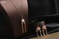 14k gold filled super color retaining natural pearl garnet knife ma dan handmade exquisite tassel earrings
