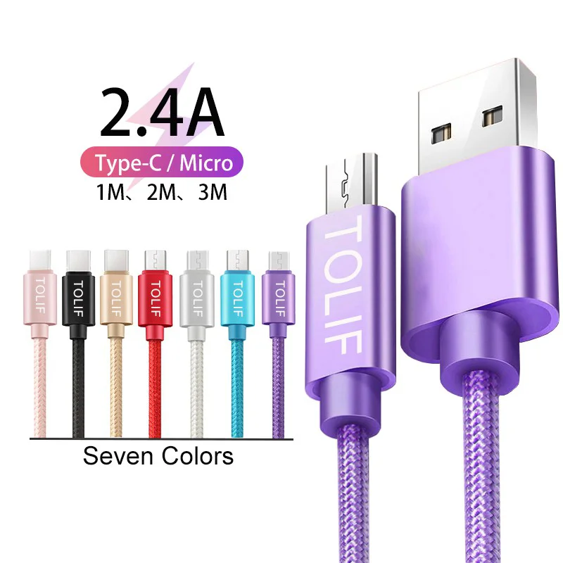 

TOLIF 2M 1M Micro For Samsung S10 S20 Xiaomi mi 11 Mobile Phone Fast Charging USB C Cable Type-C Charger Micro USB Cables