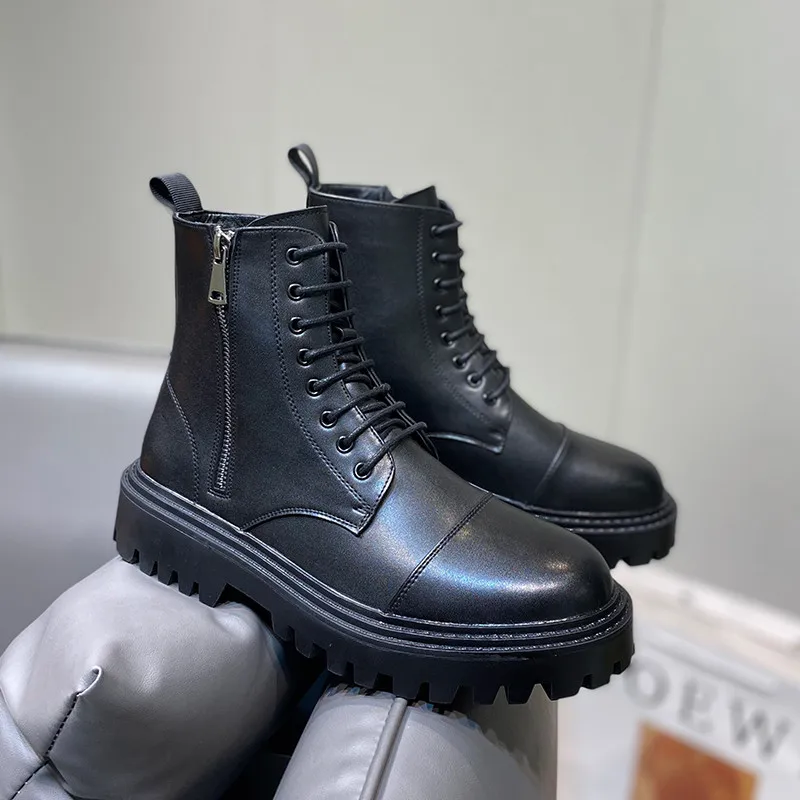 

Men's Boots Designer Boots Thick Bottom Men Knight Leather Wearable Combat Fashion High Quality Work Shoes Safety Shoe Non-slip