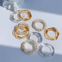 new fashion simple colorful transparent resin acrylic irregular point geometric round ring for women girl party accessories gift