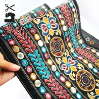 27cm wide ethnic style embroidery lace retro tribal style mirror bar code ribbon handmade diy clothing accessories