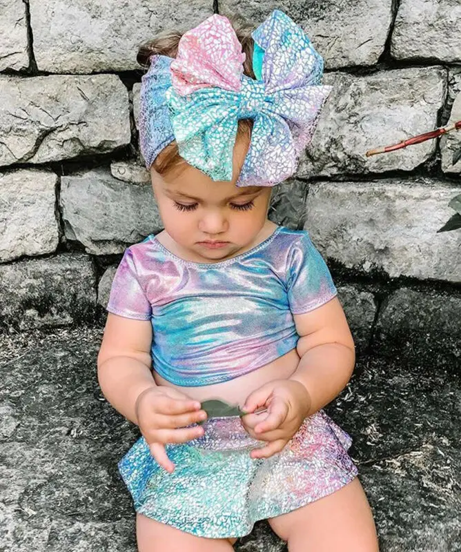 Новинка 3 шт. купальный костюм-бикини для маленьких девочек с радужными