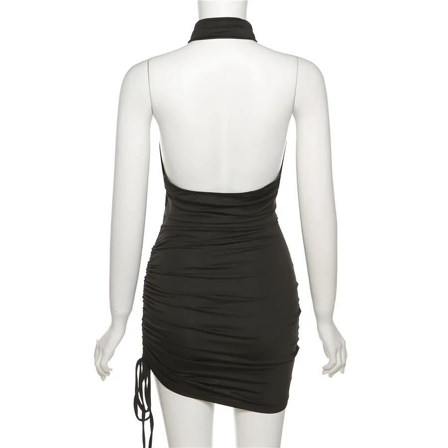 

2021 New Sexy Hollow Bandage Cross Halter Dress Fashion Slim Sleeveless Clothing Street Lady Trend Mini Dresses