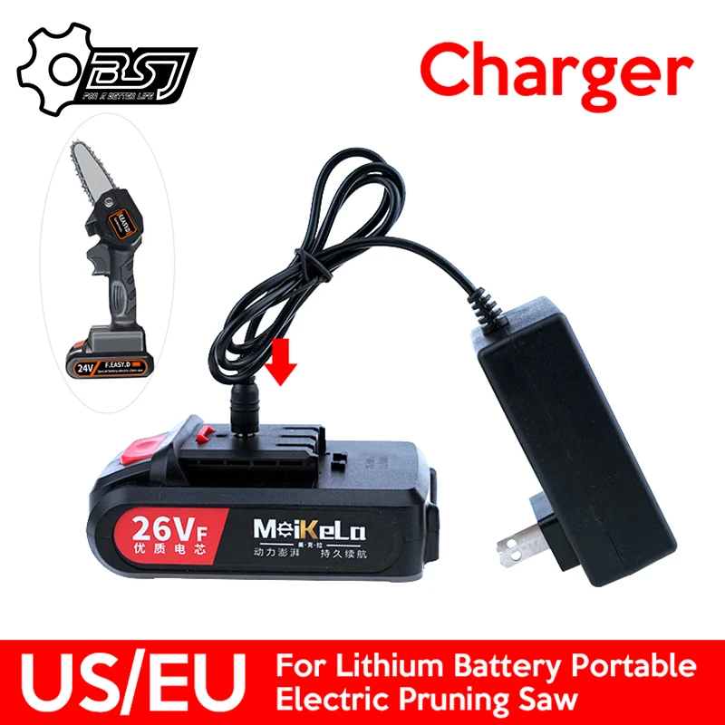 Charger for 21V 24V 26V Lithium Battery Portable Electric Pruning Saw Rechargeable Electric Saws Woodworking by US/EU
