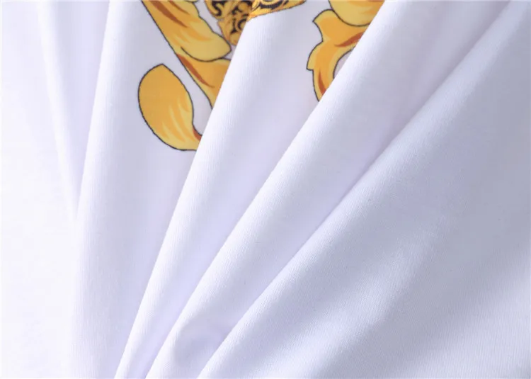 

2021 short sleeve men's T-shirt pure cotton court Baroque sun printed round neck half European and American Fashion summer Top