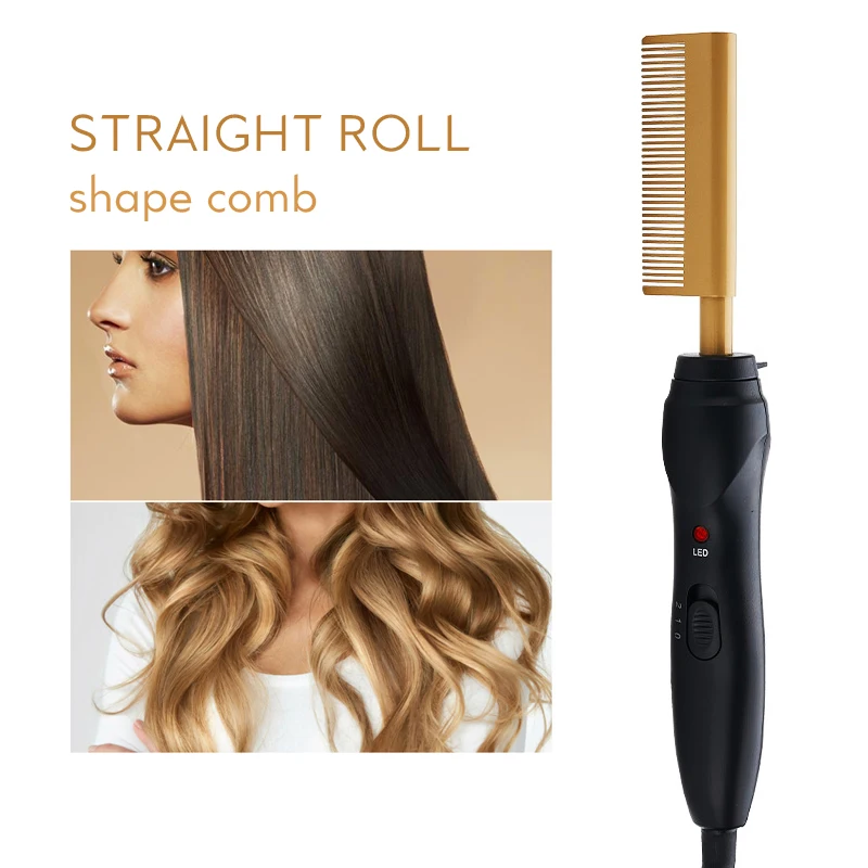 Профессиональный Выпрямитель для волос горячий нагрев гребень Гладкий утюжок