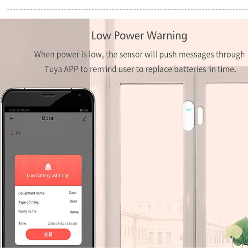

Tuya WiFi Smart Door Sensor Open And Close Home Alarm System Otification Voice Remote Control Compatible With Alexa Google Home