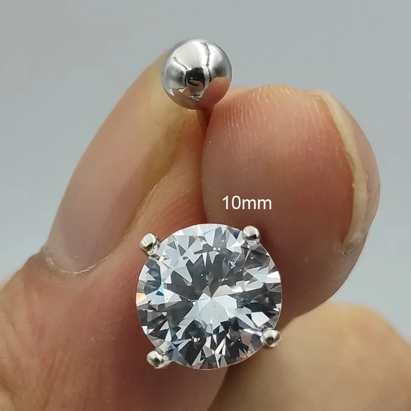 Серебряные кольца для пупка с прозрачными круглыми Фианитами бижутерия пирсинг