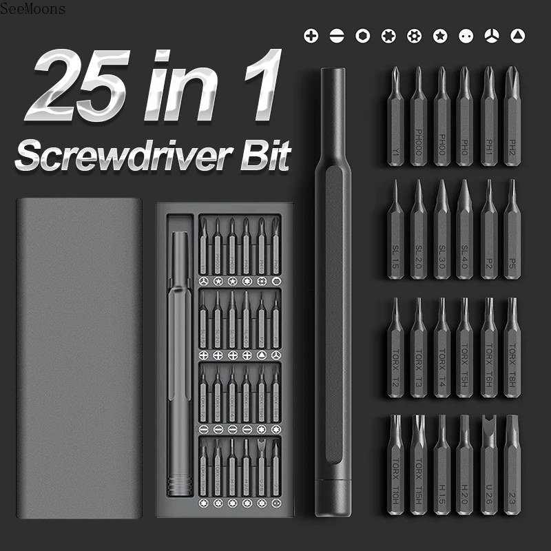 

Screwdriver Kit 24 Precision Magnetic Bits DIY Dismountable Screw Driver Set Mini Tool Case For Smart Home PC Phone Repair