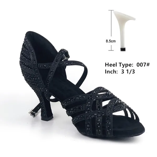 black 8.5cm Вечерние для Бальных и латиноамериканских танцев Черные каблуки Сальса Бачата кизомба Румба Танцы тренировочные женские 2 дюйма 3,5 дюйма 6 дюймов 10 см туфли для танцев бачата танцевальная обувь Туфли для латины - Цвет: black 8.5cm