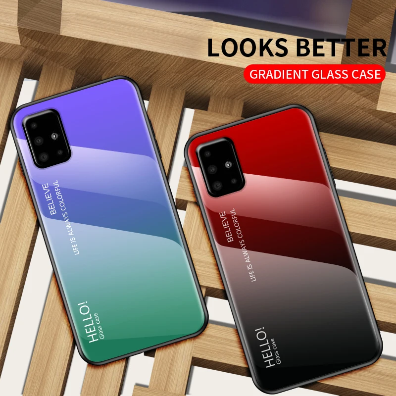 Чехол Tigenkey для Samsung Galaxy A51 чехол из закаленного стекла с градиентом чехол|Бамперы|