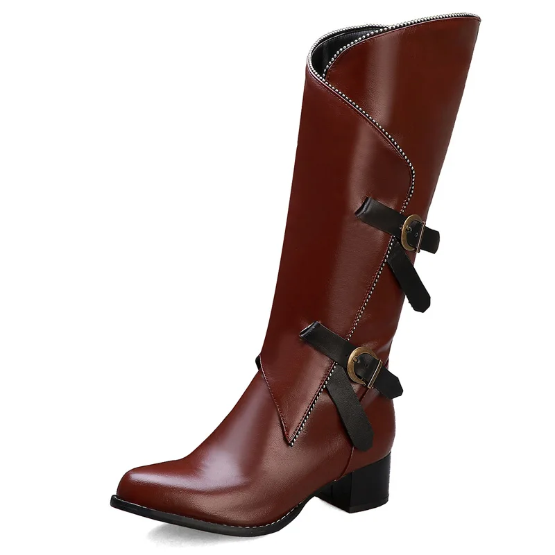 Зимние мотоциклетные сапоги женские модные до колена теплая Дизайнерская обувь