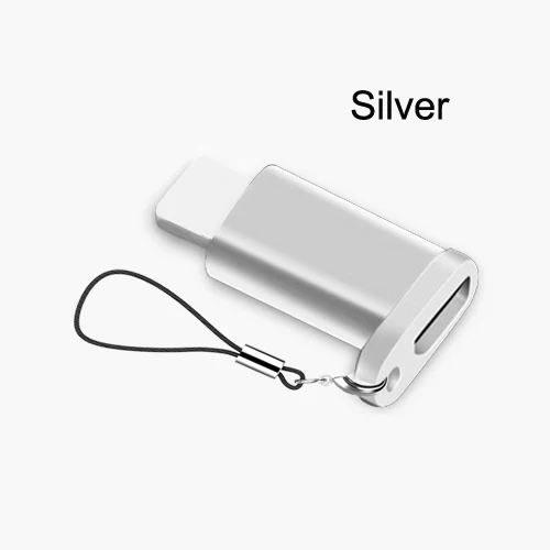 Silver PHOMAX Mini Micro USB для освещения 8 Pin адаптер Apple с брелоком для iphone X XS XR 6 7 Plus синхронизация зарядное устройство OTG конвертер - Цвет: Silver