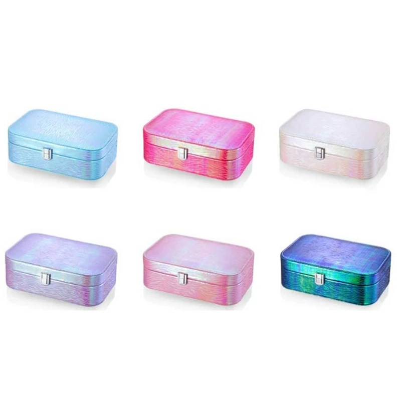 

Portable Travel Jewelry Display Organizer Case Multi-function Watch Ring Bracelet Necklace Storage Box with Mirror