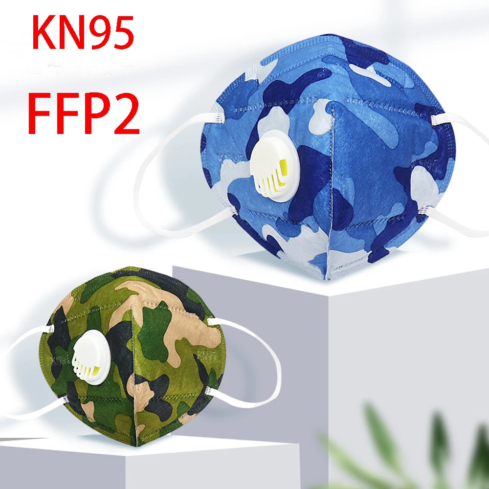 6 слойная синяя зеленая камуфляжная маска со ртом для лица ffp2 респираторная kn95 ffp 2