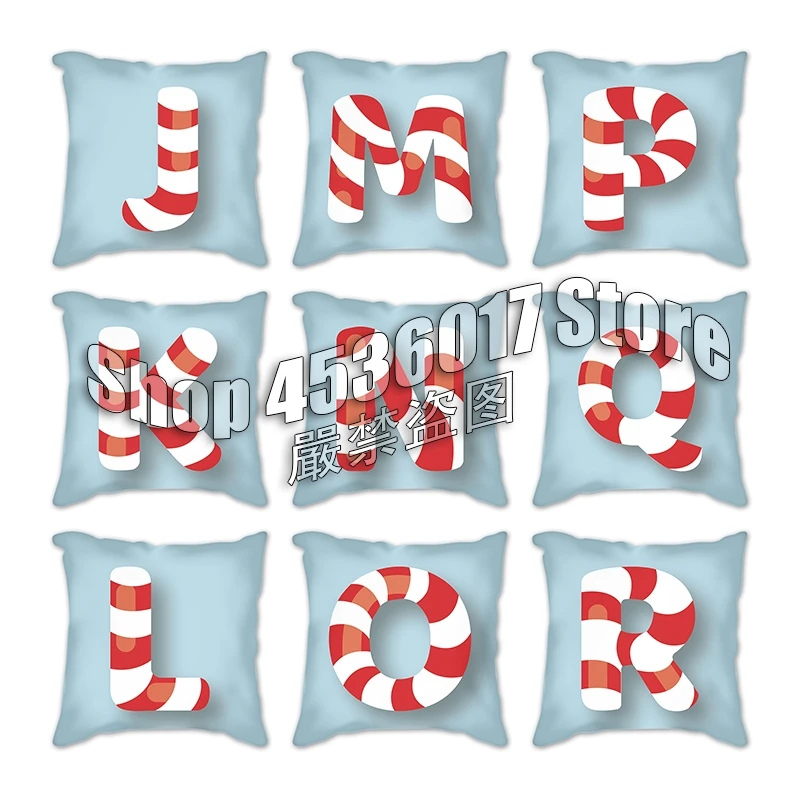 

Alphabet Light blue Letter Cushion Cover Polyester Throw Pillowcase 45*45CM Sofa Home Car Decorative PillowCover Decor