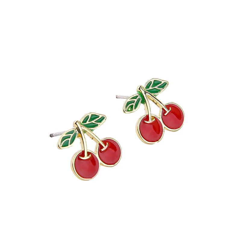 6 шт. женские милые серьги гвоздики с фруктами для девочек Блестящие модные