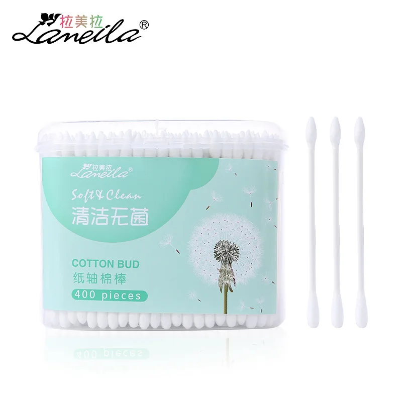 Портативный ватный тампон 400 в коробке Круглый заостренный носок одноразовые