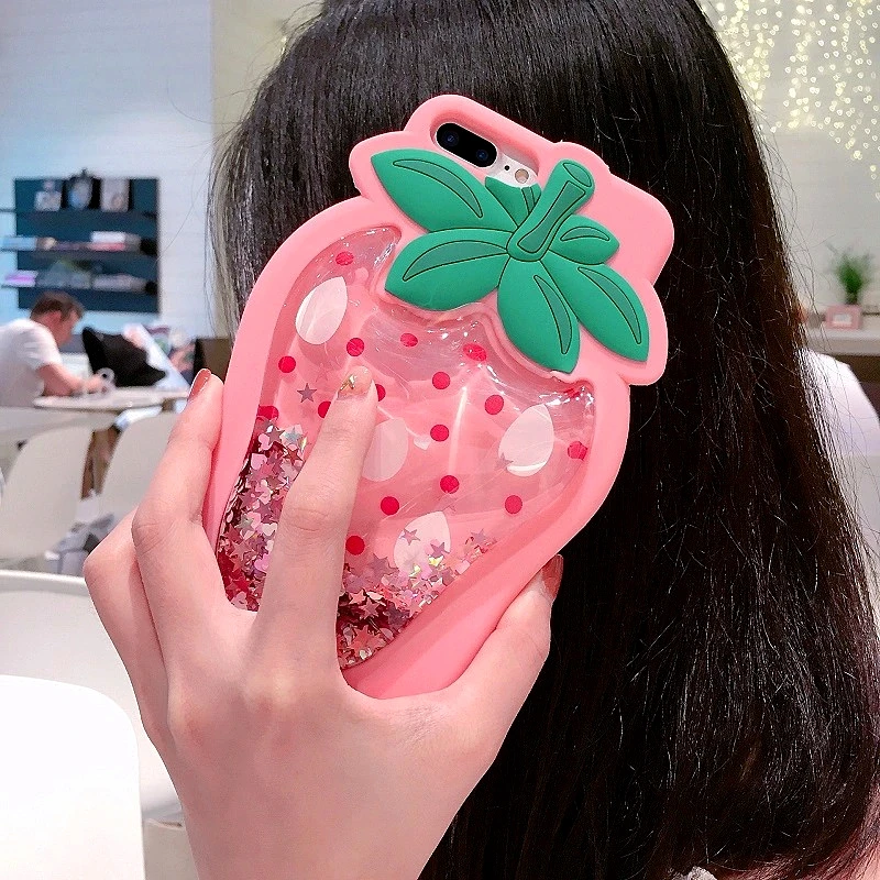 3D чехол с клубничным динамическим жидким сыпучим песком и звездой для Iphone12 Pro MAX 11