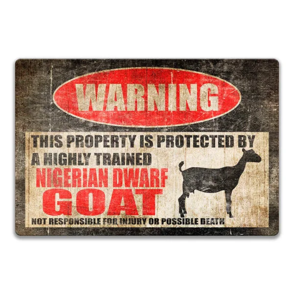 

Nigerian Dwarf Goat Sign Funny Goat Decor Warning Danger Metal Tin Sign Vintage Tin Metal Sign