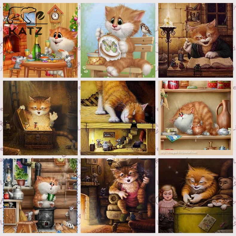 

Diamond Painting Anime Cat Fairy Tale Embroidery Cross Home Decoration Children Diy Diamond Mosaic Toy Cartoon Cross Stitch Gift