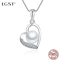 lgsy fine jewelry akoya pearl 100 925 sterling silver heart shape pendant necklace pendant crystal pearl fashion jewelry fsp186