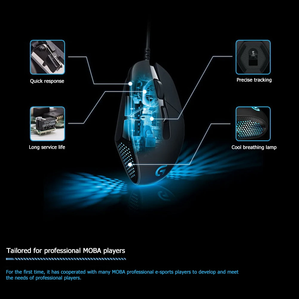 Logitech G302 эргономичная Проводная игровая мышь 6 кнопок 4000 точек/дюйм USB светильник
