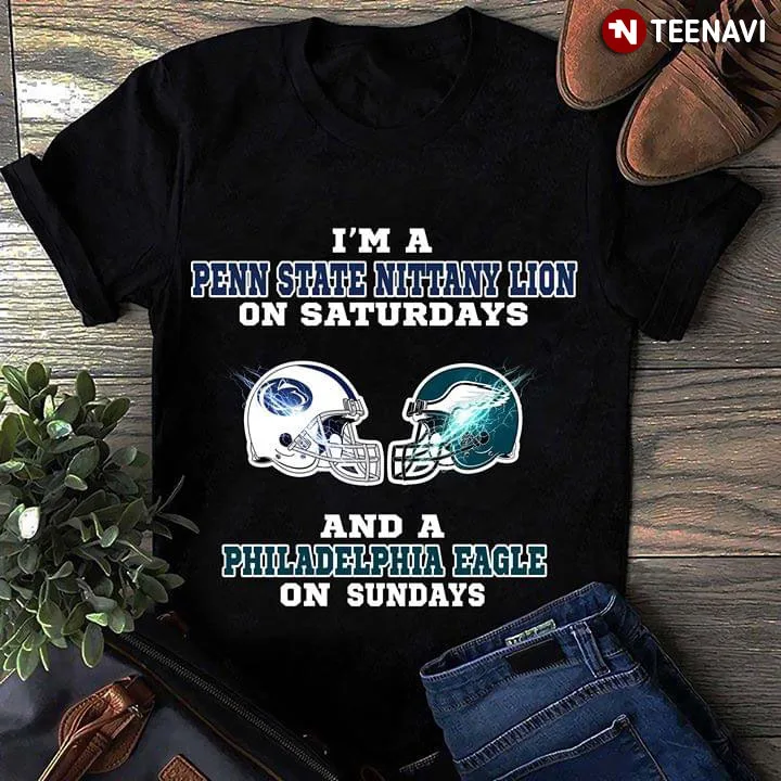 Уличная футболка I'M Aharajuku Mennittany Lion On Saturdays And A Philadelphia Eagle Sundays|Мужские футболки| |