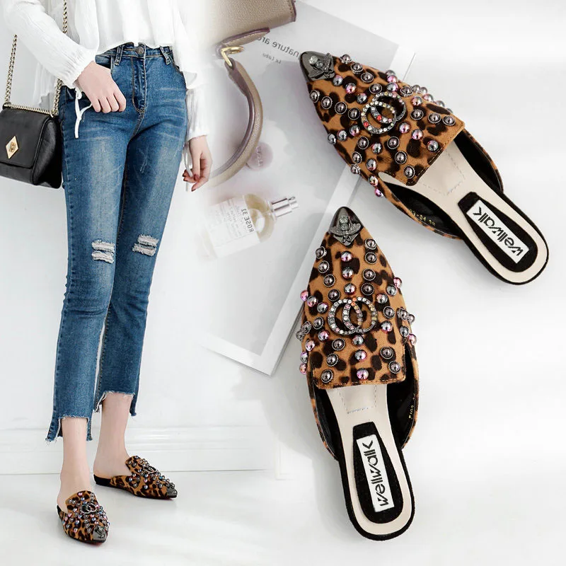 WELLWALK/обувь с острым носком Женская обувь на плоской подошве Женские леопардовые