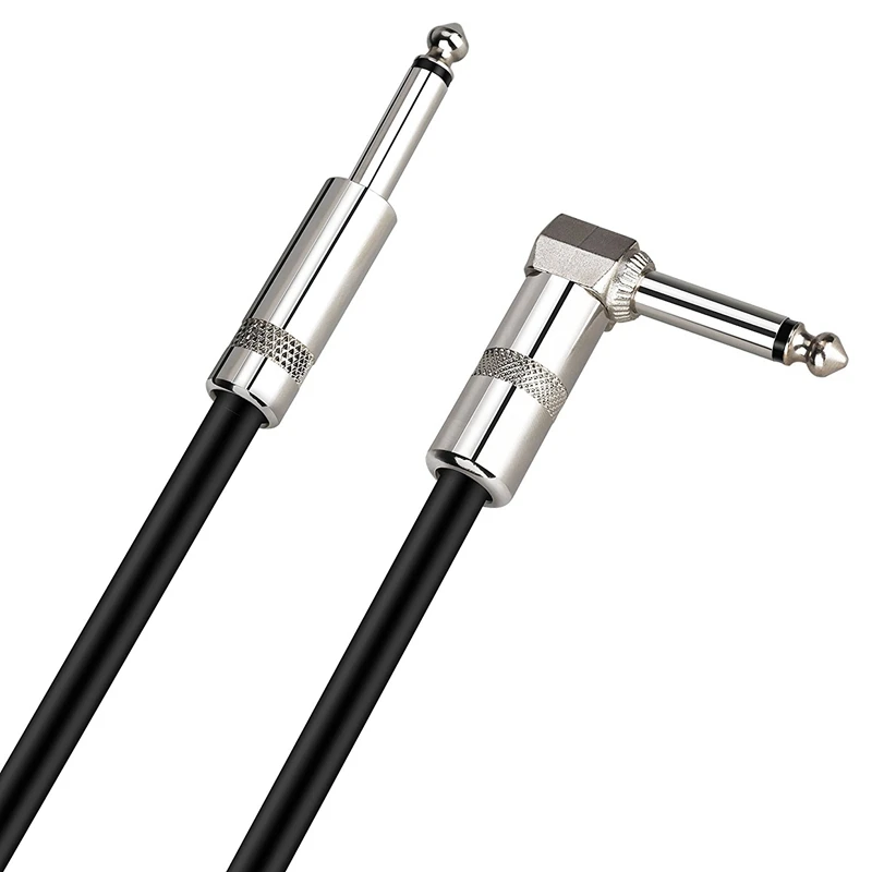 

1pcs Instrument Guitar Cable Jack-Jack Elbow Mono 1/4 Inch Male To Male & 10Pcs Metal Dome Guitar Speed Control Knob