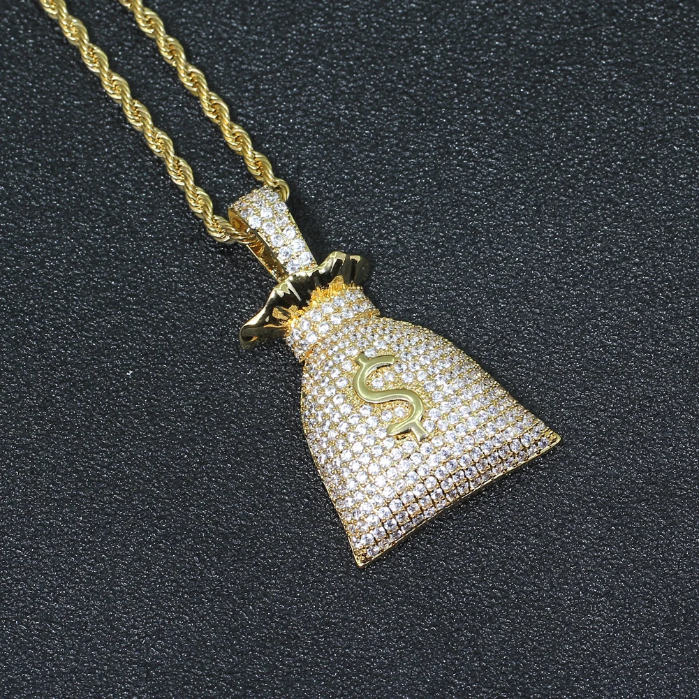 Латунные подвески Bling $ с закрепкой в виде зубца циркониевые фианиты стиле хип хоп