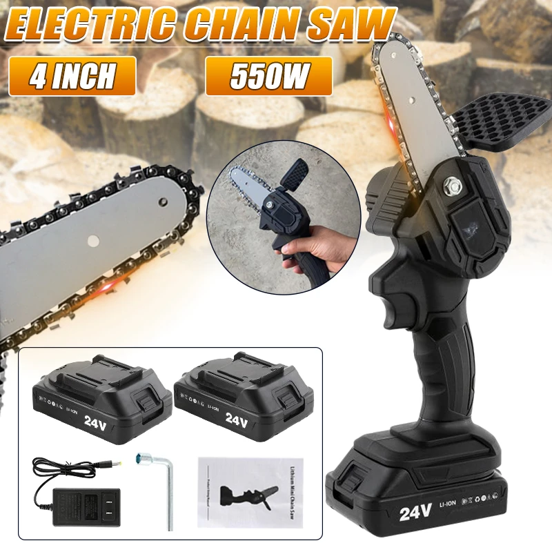 

4inch Electric Chain Saw Wireless Chainsaws Wood Cutting Logging Machine Woodworking Power Tool Trimmer Chainsaw with Battery
